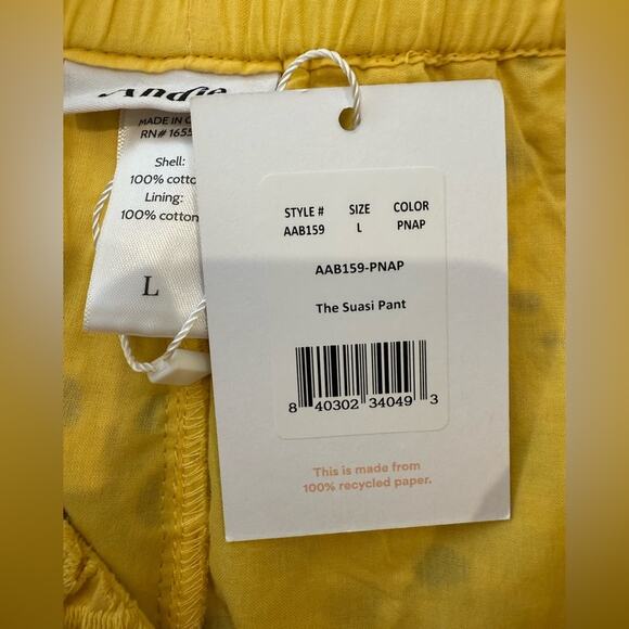 NWT Andie Swim The Suasi Crop Pant Eyelet Detail Pineapple Yellow Size Large - Picture 7 of 10